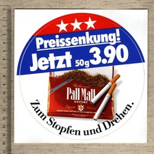 Aufkleber/Sticker Pall Mall Zum Stopfen und Drehen Zigaretten Tabak