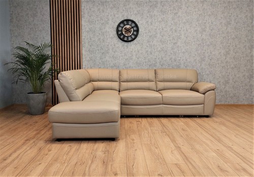 Beiges echtleder ecksofa echt - echtleder,