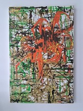 Gemälde Bild Abstrakt 60x40cm Gold Blume Deko Interior handgemalt deutsch