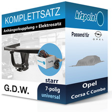 Für Opel Corsa C Combo 01-12 G.D.W. Anhängerkupplung starr + 7polig E-Satz AHK