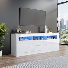 Hochglanz Sideboard Mit LED-Beleuchtung Lowboard TV Lowboard Fernsehschrank Weiß
