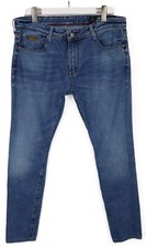 ARMANI EXCHANGE J13 Slim Jeans Herren W36 Whiskers Faded Denim Blau