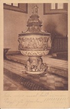 uralte AK, Penig Taufstein der Taufkapelle 1912
