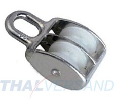 Blockseilrolle doppelt 20mm f.Seil 6mm Seilrolle Umlenkrolle Drahtseilblock