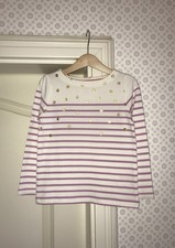 Mini Boden Langarmshirt Shirt 110 Mädchen Gold Glitzer Punkte Flieder NEU
