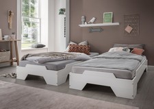 2er-Set Stapelbett 90x200cm Massivholz Buche massiv weiß lackiert NEU OVP!!!