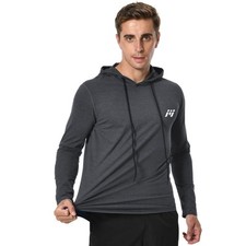 Herren Funktionsshirt Sweatshirt mit Kapuze Laufshirt Fitness Langarm Sportshirt