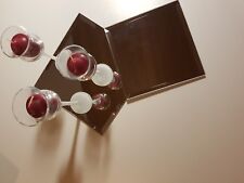 P7035 Partylite Kerzenuntersetzer Set "Square" Spiegel Facetten-schliff OVP