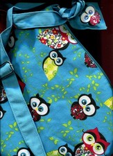 Damen-Umhängetasche "Eulen" hellblau aus Stoff innen abwaschbar