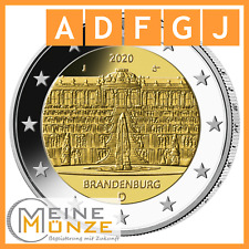 5 x 2 Euro Münze 2020 BRANDENBURG Schloss Sanssouci ADFGJ Serie "Bundesländer"