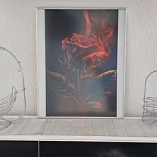 Bild Wandbild Rote Rose  auf Leinwand 50x60 mit Hochwertigem Rahmen