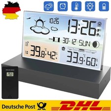 Funk Wetterstation LCD Farbdisplay Digitale Wecker Thermometer Innen-Außensensor