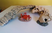 Aquarium Deko Felsbrücke Steinbrücke + Lochstein + Krake + Amphore "4 Teile"