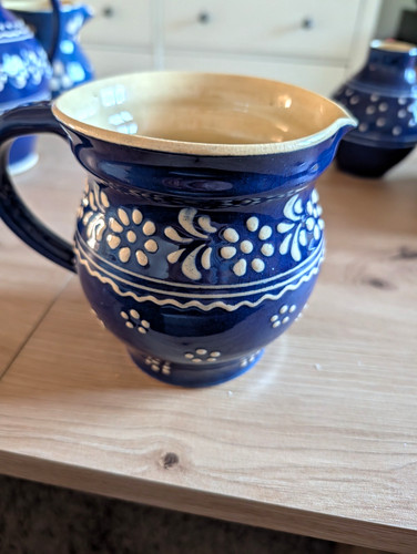 Keramik krug blau beige - keramik, mit