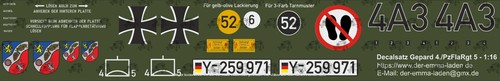 Decalsatz tamiya haya gepard - decalsatz,