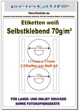 100 CD DVD Etiketten Label Aufkleber weiß 117/17 + Software Download 117 17 mm