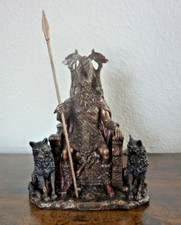 ODIN mit Wölfen und Rabe Figur Skulptur Statue Germanisch 26x17cm ca 1440gr. OVP