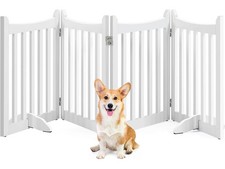 Raumteiler, freistehendes Hundetor, faltbar, Zaun, weiß, 4 Felder - A