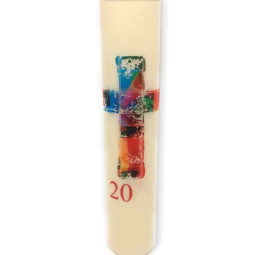 Buntglas kreuz osterkerze - buntglas,