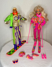 Vintage 1991 Ski fun Barbie und Ken Snowboard #7511 #7512 Mattel