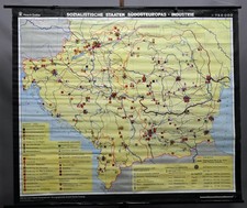 Socialist States of Southeast Europe Industry Mural Map Vintage Wall Chart