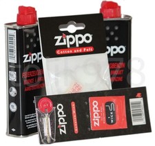 2x Zippo BENZIN + Watte/Filz+ 6 Feuersteine Flints + 1 Docht ZIPPO Zubehör SET