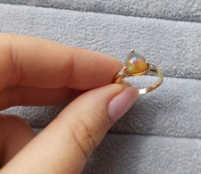 Wunderschöner vergoldeter 925 Sterlingsilber Ring Feuer Opal Natür. Edelstein?