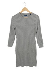 GANT Damen Strickkleid Grau Zopfstrick Midi Gr. 38; M Casual