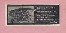 NIEDERDIELFEN, Werbung 1936, Weißtalwerk Zimmer & Co. Fahrradständer