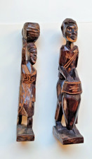 Afrikanische handgeschnitzte Holzfiguren, Afrikanisches Paar, 32 cm hoch, 0.6 kg