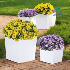 Blumenkübel weiß Blumentopf eckig Hochglanz Kunststoff mit Einsatz in 4 Größen