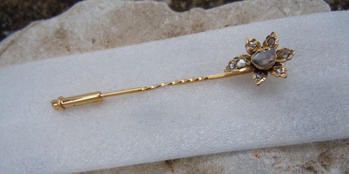 Gold 750 antike nadel blüte - :,