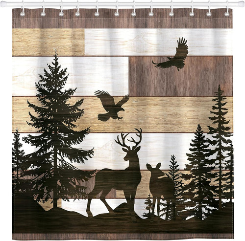 Duschvorhang wald hirsch - duschvorhang,