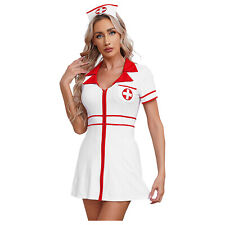 Damen Uniform Karneval Krankenschwester Kostüm Mit Haube Outfit Halloween Set