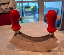 DDR Wiegemesser mit  Holzgriffen Ostalgie Küche Deko Kräuter Zwiebeln