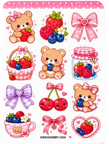 Kawaii strawberry bear sticker - kawaii,