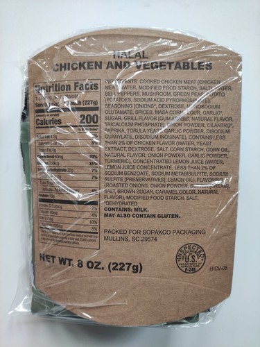 Halal mre menue - us, mre,