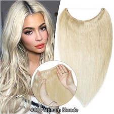 Nahtlos DICK 100% Remy Echthaar Stirnband Wire Flip In Haarteil Extensions Blond