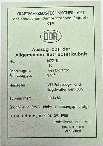 Simson kta papers - kta, ddr
