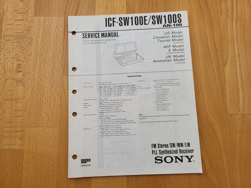 Sony icf sw100e sw100s - sony, service