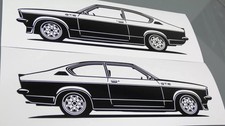 Opel Kadett C Coupe Sticker Silhouette Opel Kadett CQP GTE Aufkleber Schwarz neu