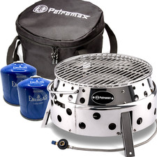 Petromax Atago Gasgrill | 2 x Gaskartusche 500g | Rost Ø 28cm | Transporttasche