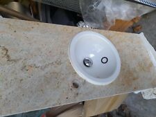 kleines, rundes Handwaschbecken mit Marmorplatte für Gästewc  Platte:100x44x4