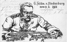 Alte Feld-Postkarte, G.Feldm. v. Hindenburg zum 17.II.1915, gelaufen