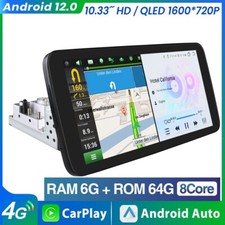 10.33" Android QLED DAB+ Autoradio GPS Navi 1 DIN WIFI  Drehbar Bildschirm 6+64G