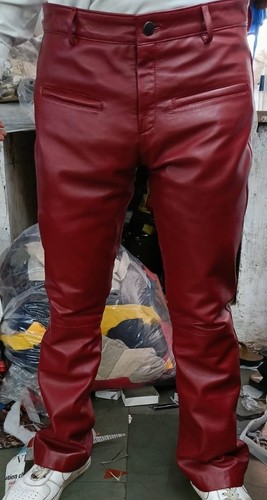 Herren red echtleder hose - red, new