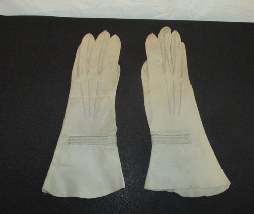 Lederhandschuhe alt hellgrau