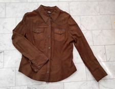 QUEENS Damenhemd aus Ziegenvelourleder Braun Gr. 40 wie NEU