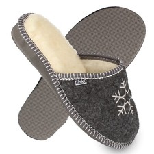 Hausschuhe Damen Filz mit Schafwolle grau Schneeflocke 36-41 filsko Vojens