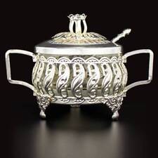 Orientalische Minz-/ Zuckerdose Kristall Silber klein F421